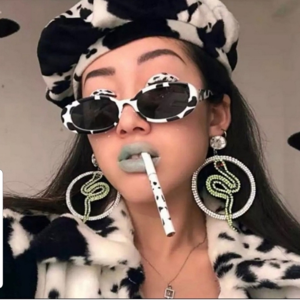 NEW Trendy Oval Cow Design Sunglasses